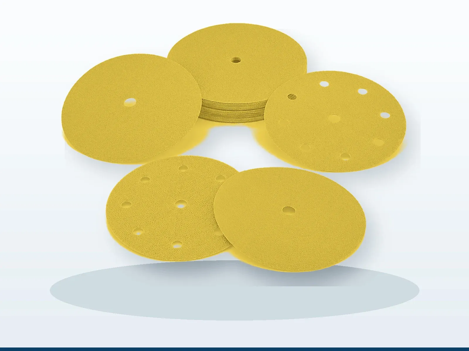 Yellow film sanding discs for primer and paint preparation