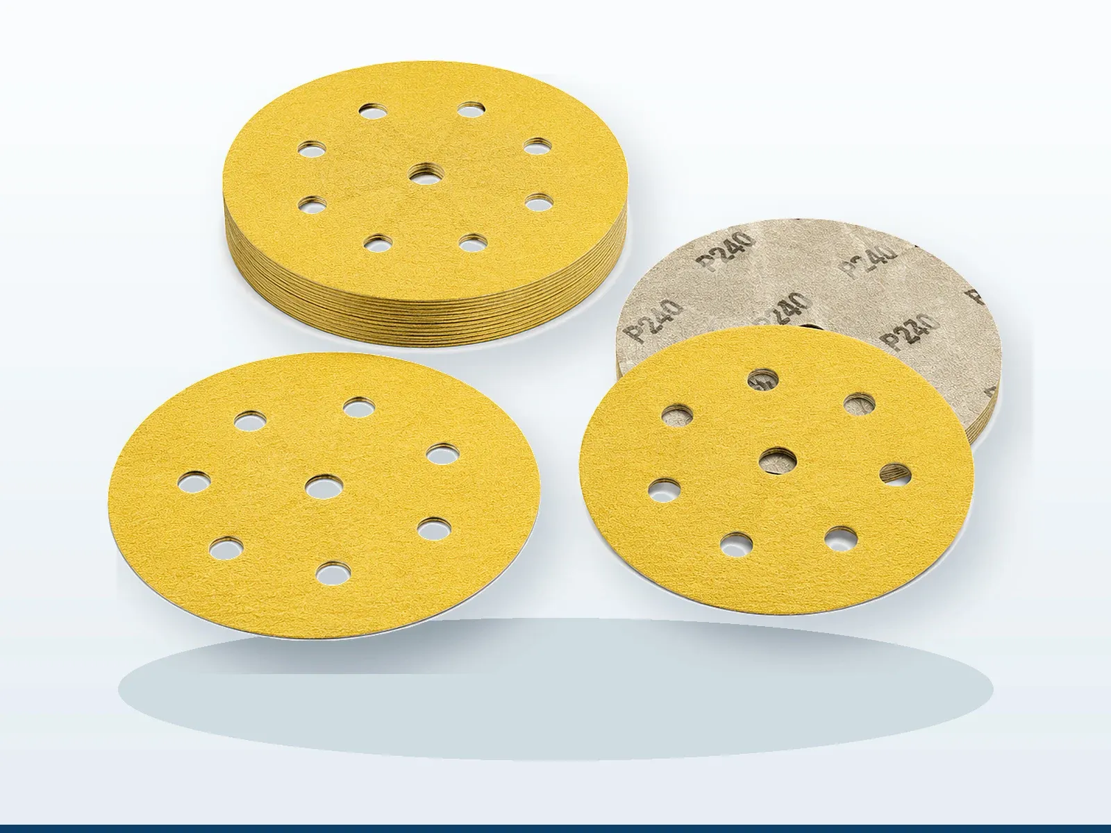 Gold paper sanding discs for automotive primer preparation