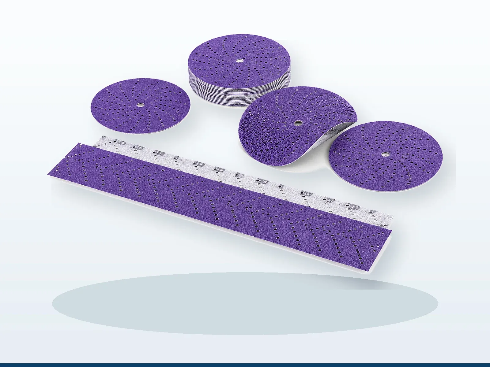 Purple ceramic film sanding discs for automotive refinishing