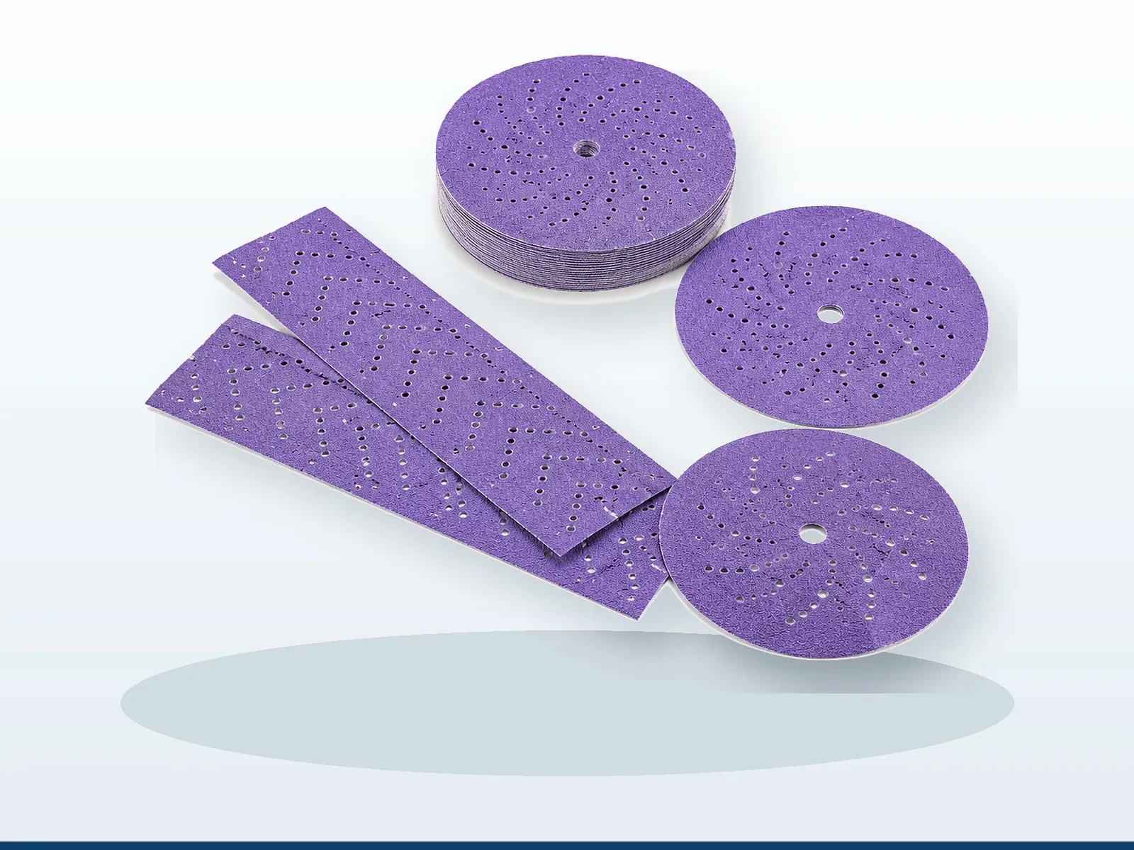 Purple ceramic paper sanding discs for automotive refinishing