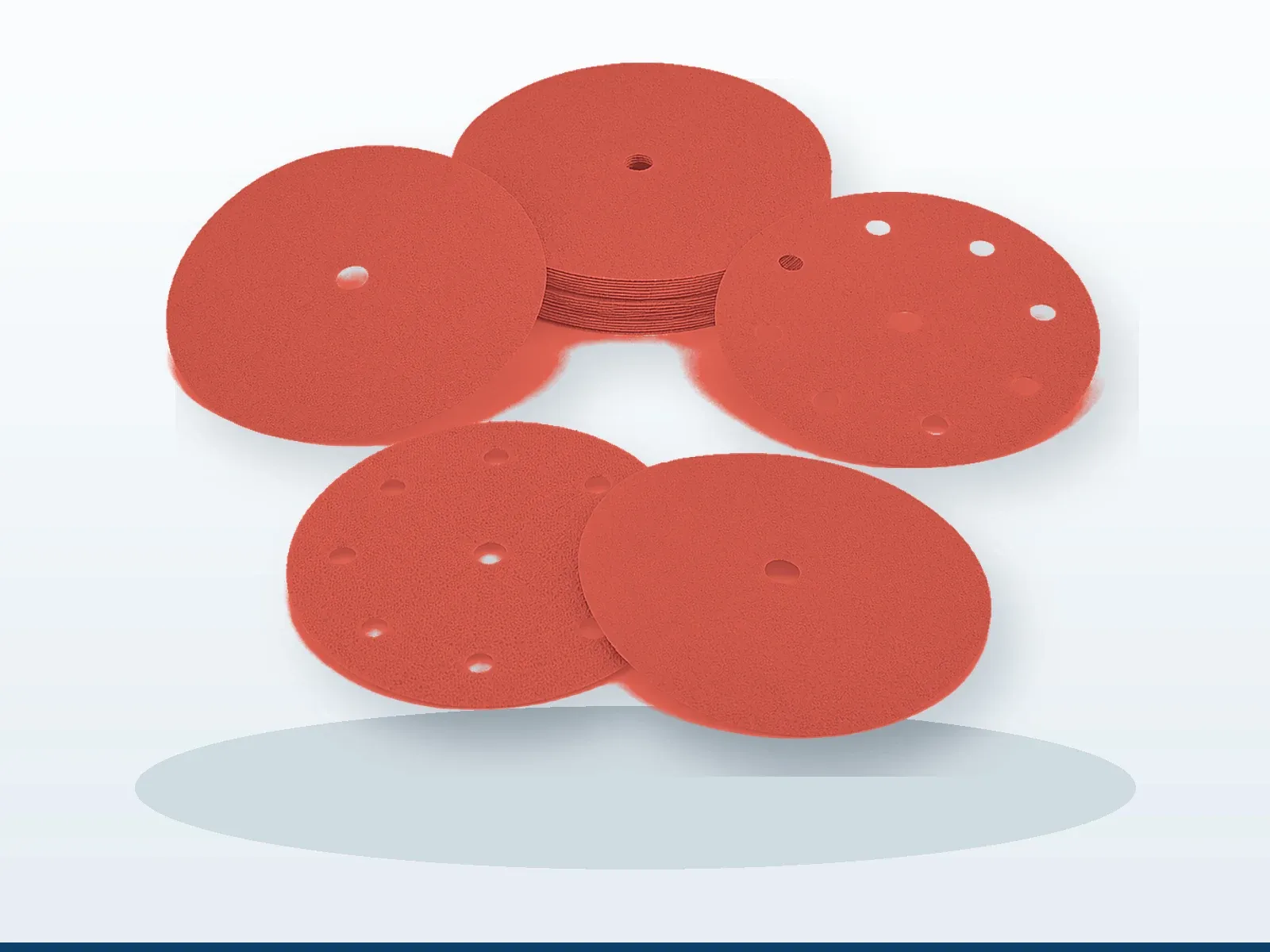 Red film sanding discs for automotive primer and paint preparation