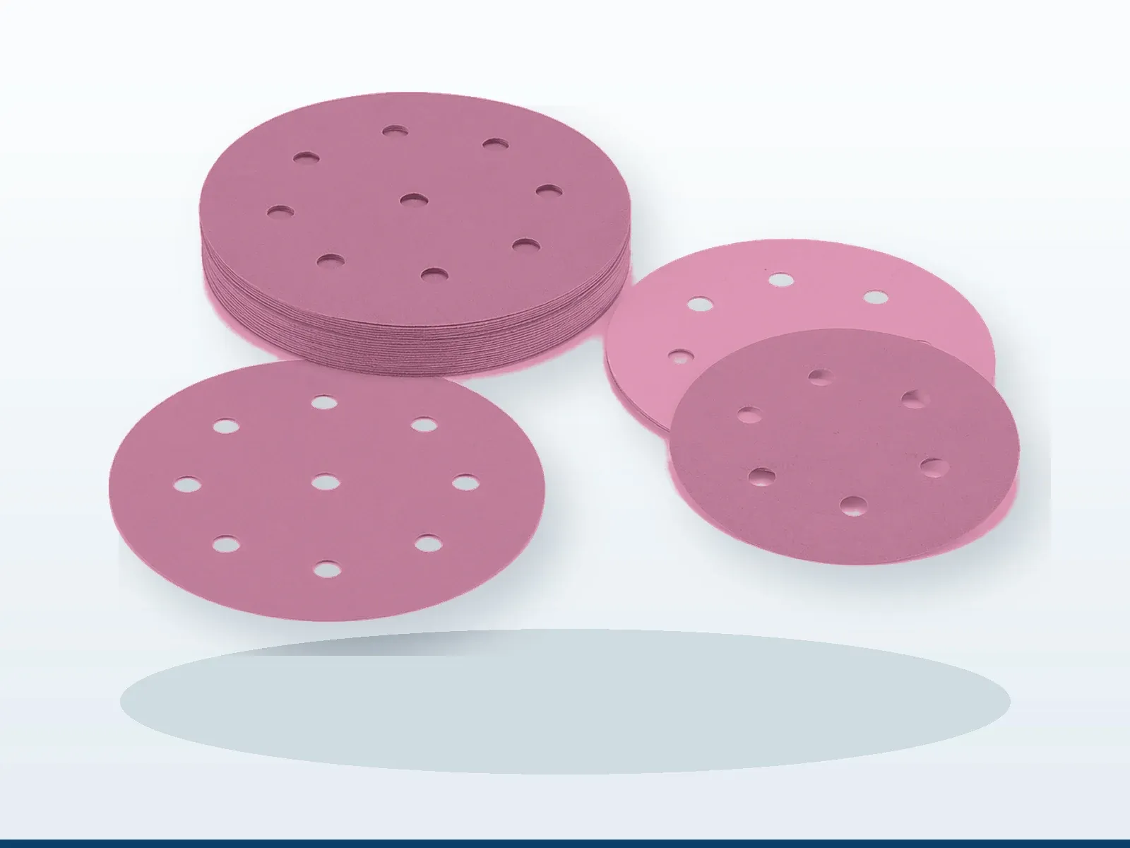 Pink aluminum oxide paper sanding discs for automotive primer sanding