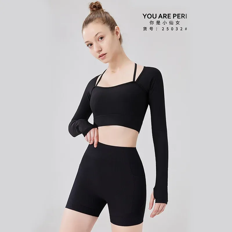 European and American popular threaded seamless yoga tops for women quick-drying sports - detail view 2