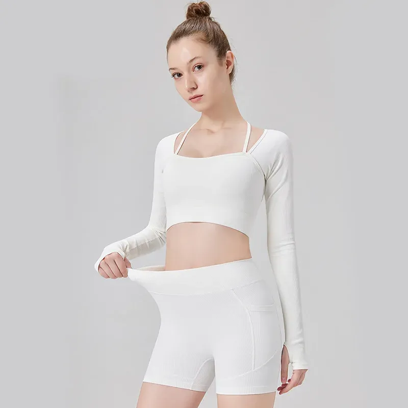 European and American popular threaded seamless yoga tops for women quick-drying sports - detail view 1