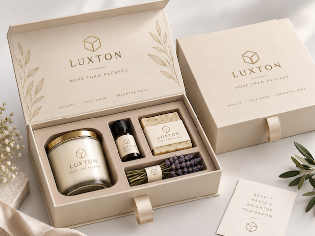Custom candle and aromatherapy rigid gift box with fitted multi-compartment insert