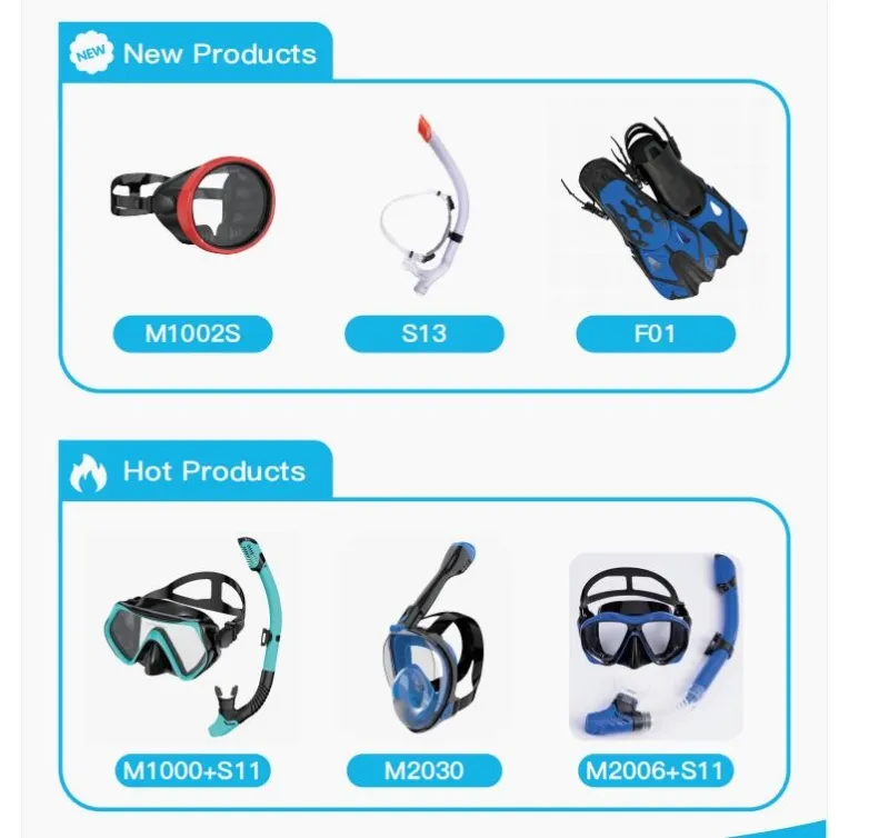 Diving gear range including masks and snorkels for rare species spotting