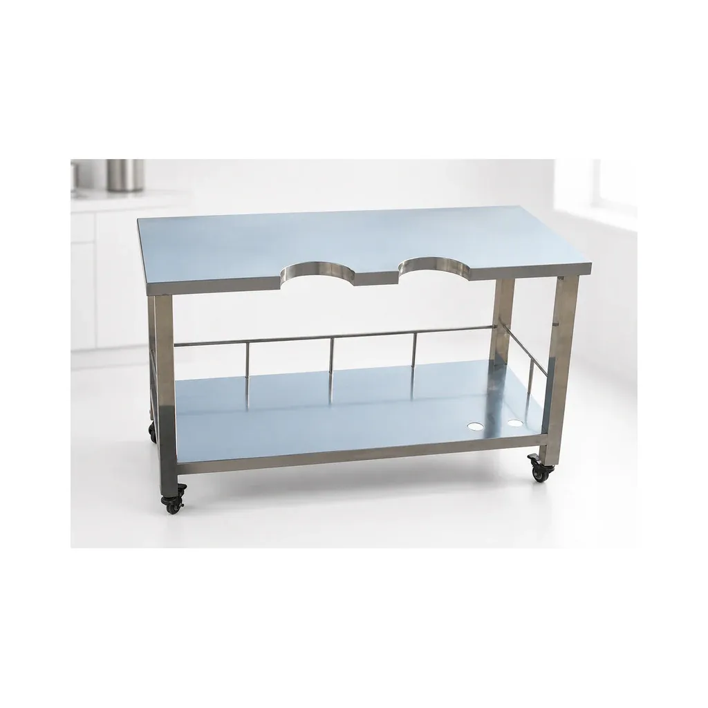 Front view of VTSCZ-17 stainless steel veterinary ultrasound table