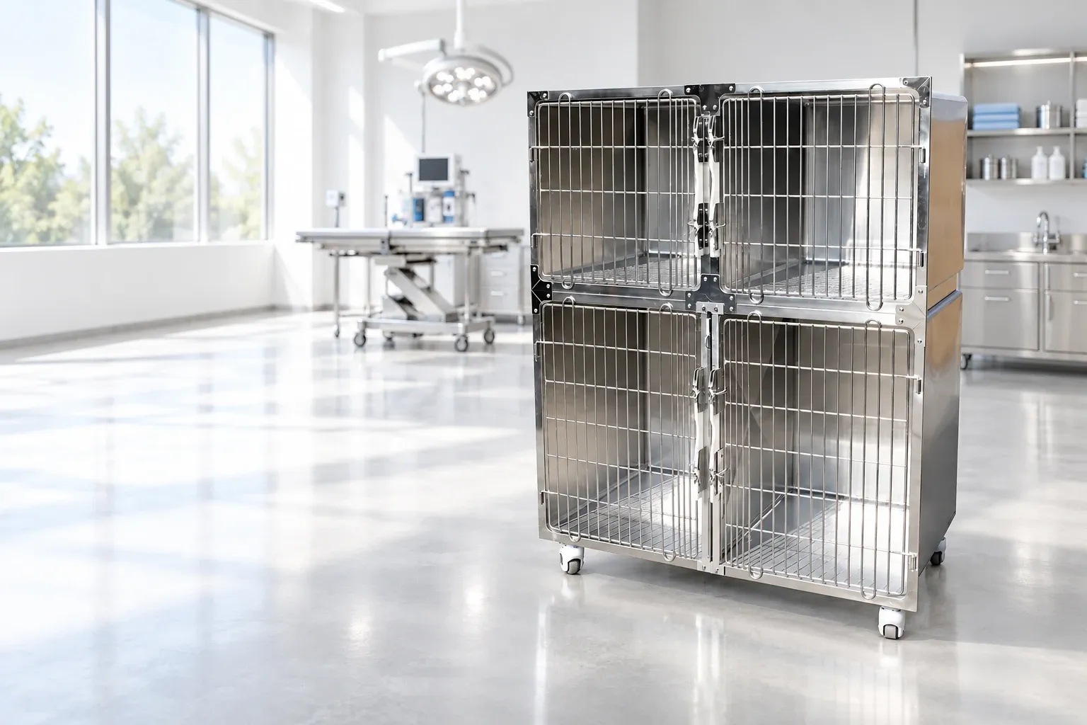 Vetese Stainless Steel Veterinary Cage Hero