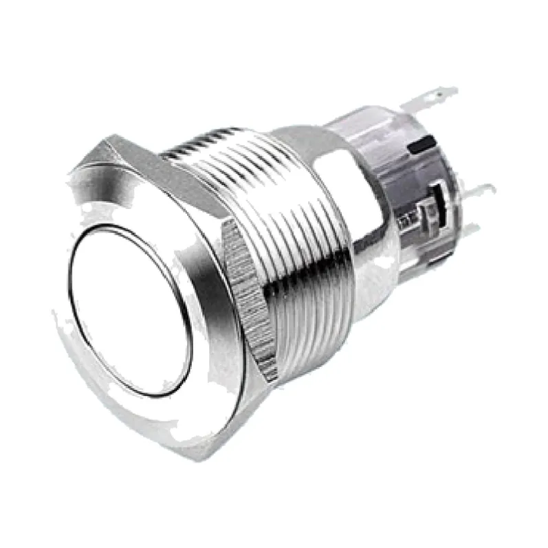 flat metal push button switch, 22 mm panel cutout