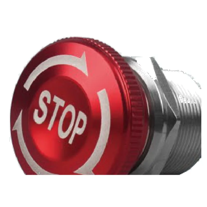 Emergency stop mushroom head push button switch, 22 mm panel cutout