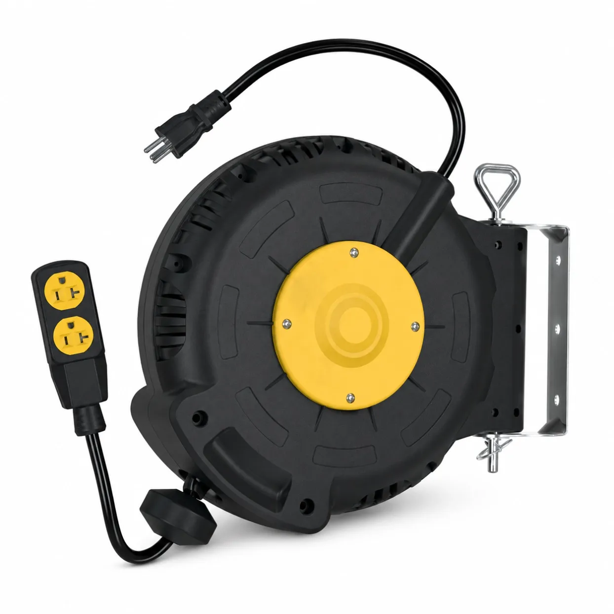 Auto-retractable extension cord american 2 sockets
