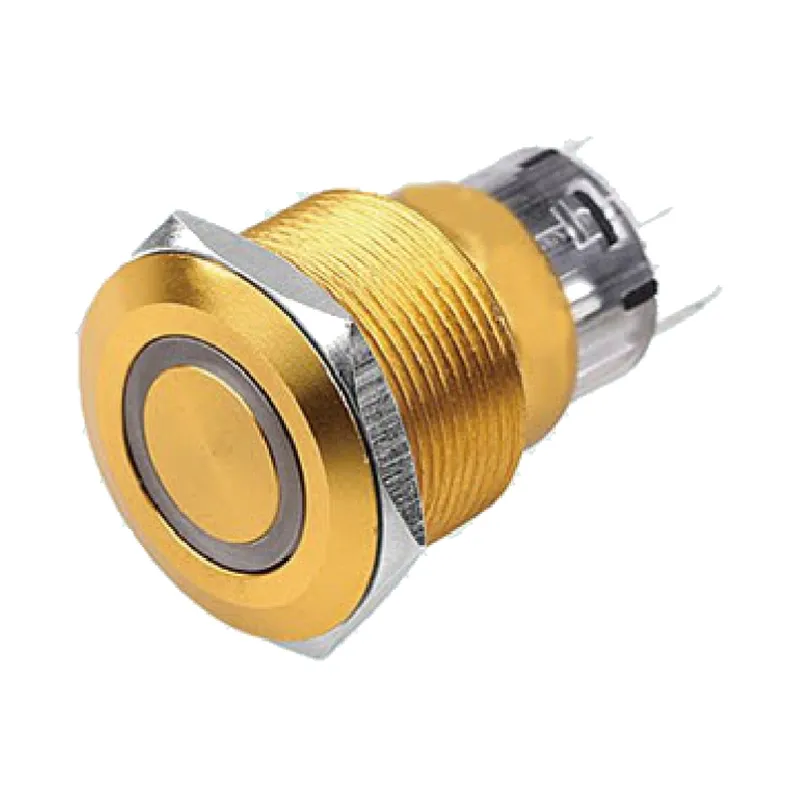 flat metal push button switch, 22 mm panel cutout
