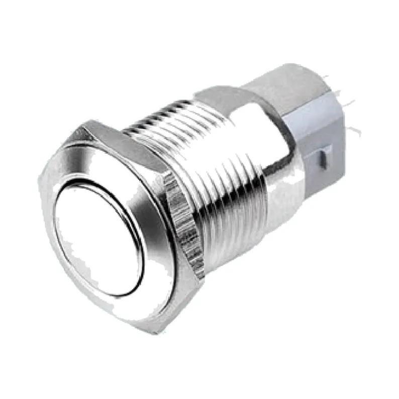 flat metal push button switch, 16 mm panel cutout
