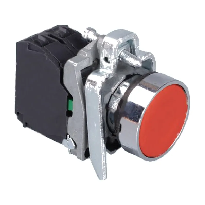 22 mm flush metal push button switch with zinc alloy bezel and 1 NC contact