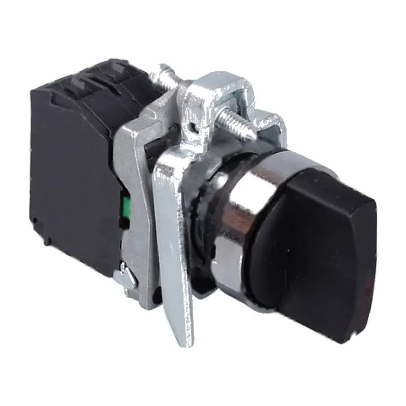 22 mm two position rotary selector switch, black knob, maintained and spring return versions