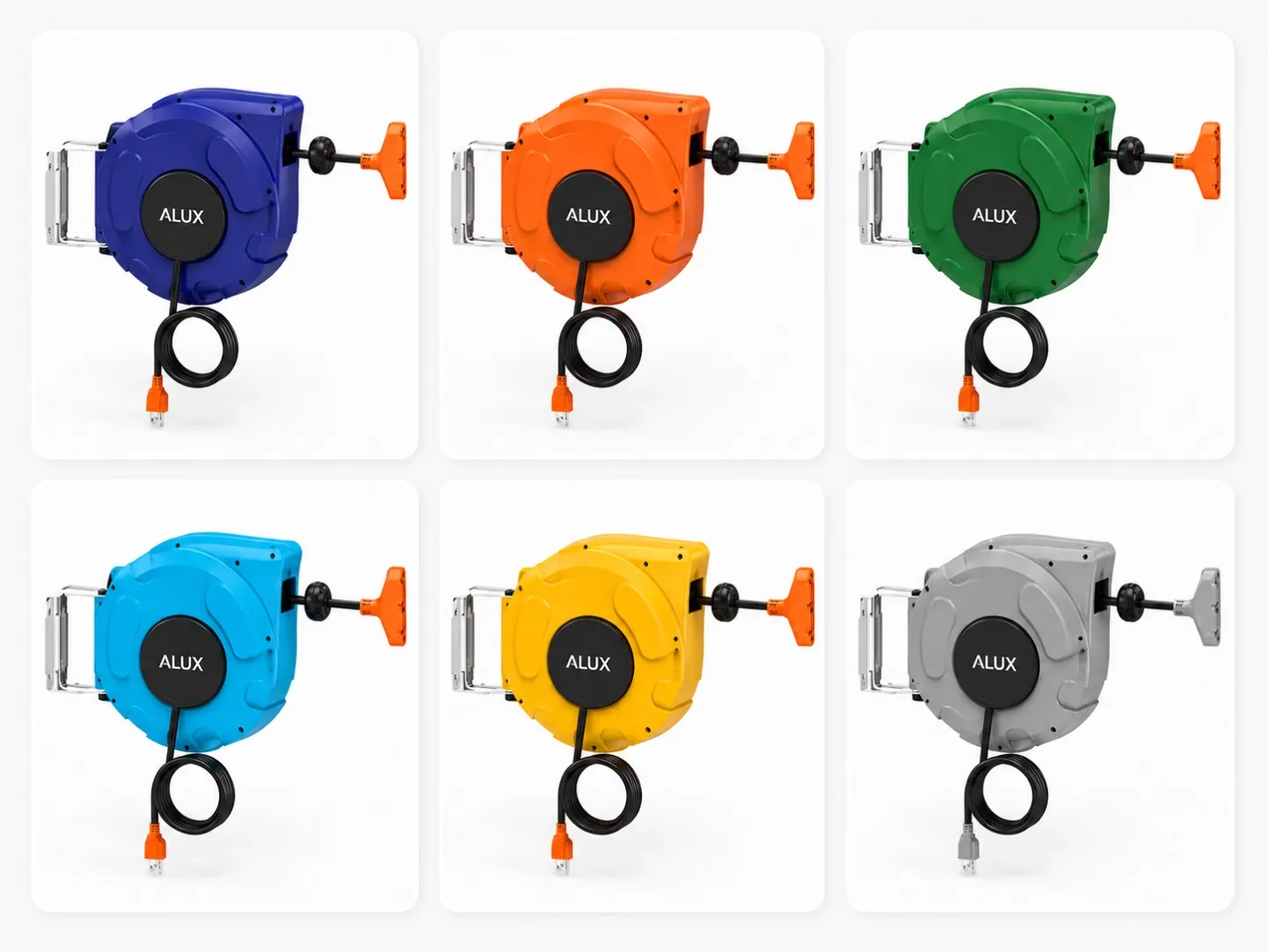 colorful SJTOW Heavy Duty Cable Reel with Black T-Shape 3 Outlets