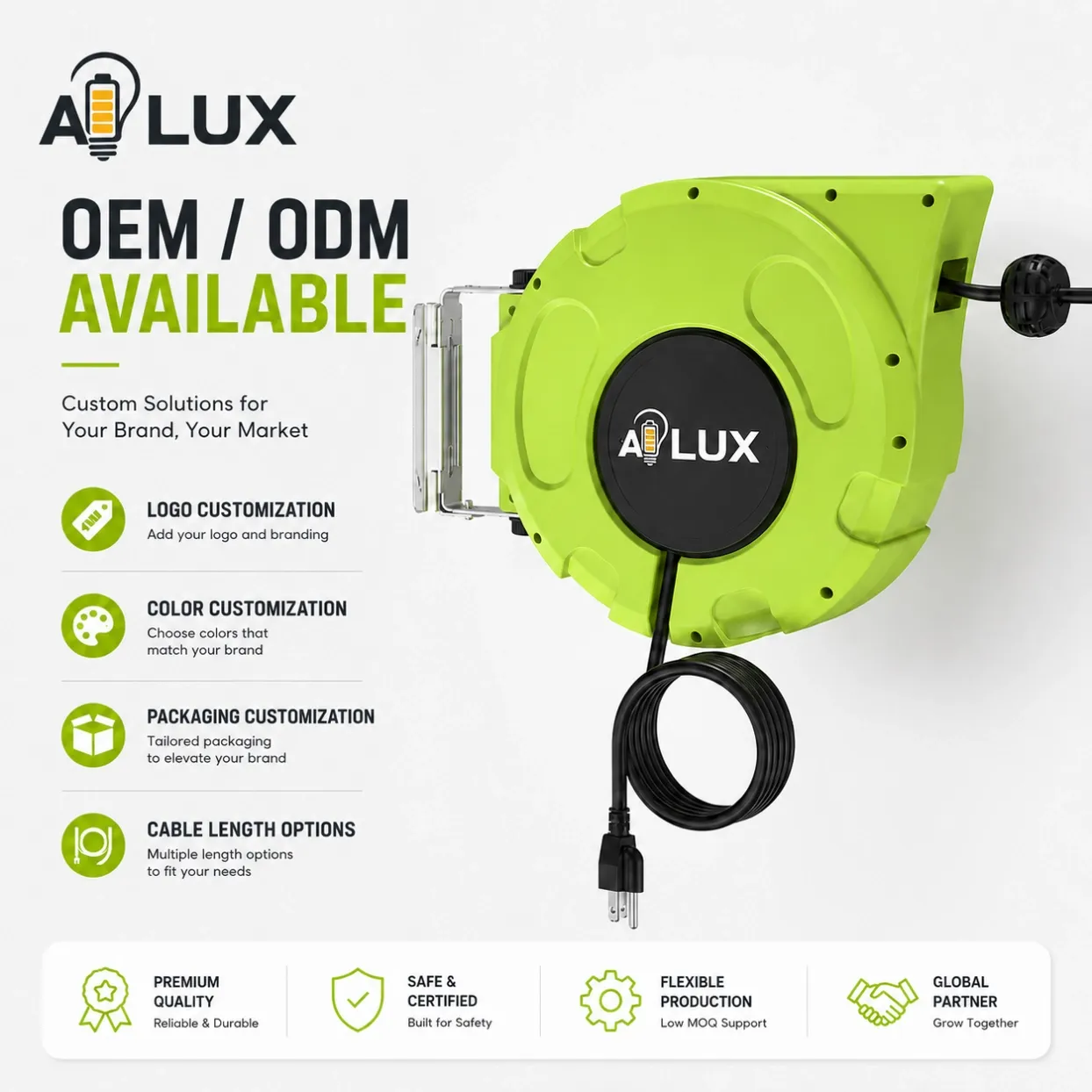 alux colorful retractable powercord oem