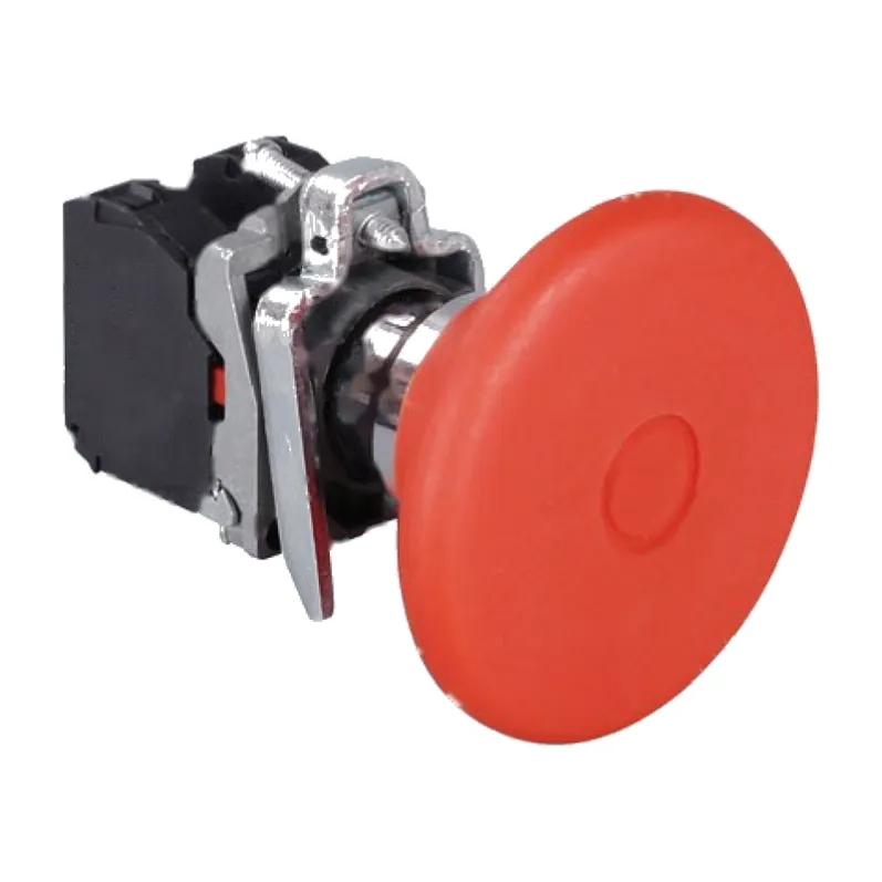 22 mm mushroom head push button switch with 60 mm cap in black green or yellow, 1 NO contact
