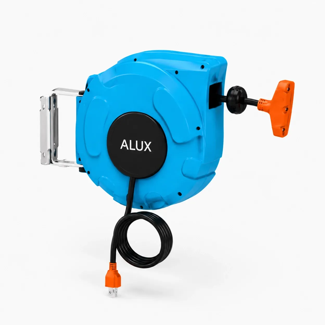 Light Blue Wall Mounted Cord Reel with Automatic Cable