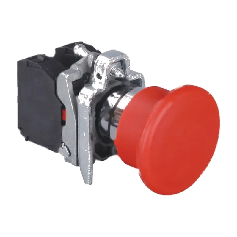 22 mm mushroom head push button switch, 40 mm cap in black green or yellow, 1 NO contact