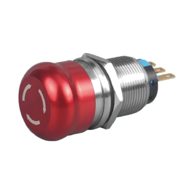 Emergency stop mushroom head push button switch, 19 mm panel cutout