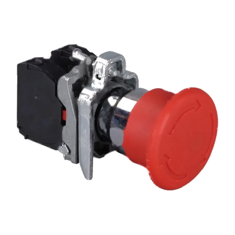 22 mm mushroom head push button with turn-to-release latch, 30 mm and 40 mm caps, 1 NC