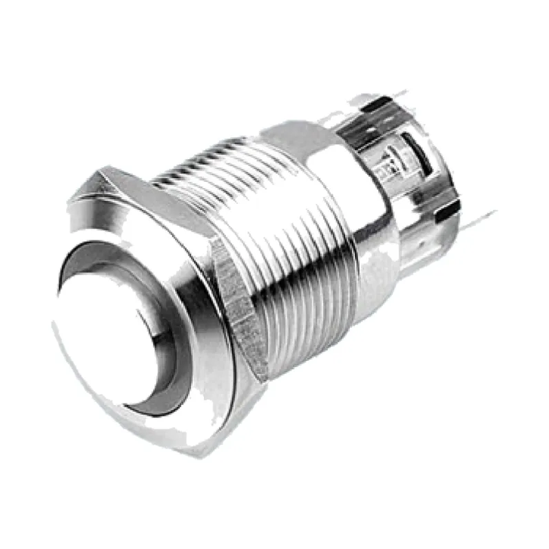 high metal push button switch, 19 mm panel cutout