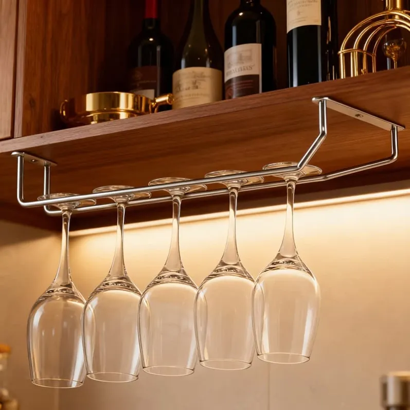 sturdy metal wine glass hanger for kitchen bar