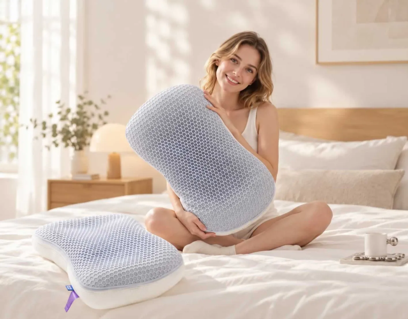 tpe grid memory foam cat belly pillow-5