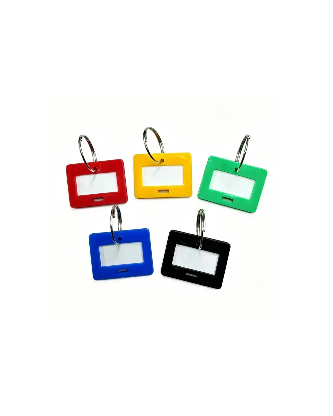 Mini PP key tags with clear label windows in assorted colors