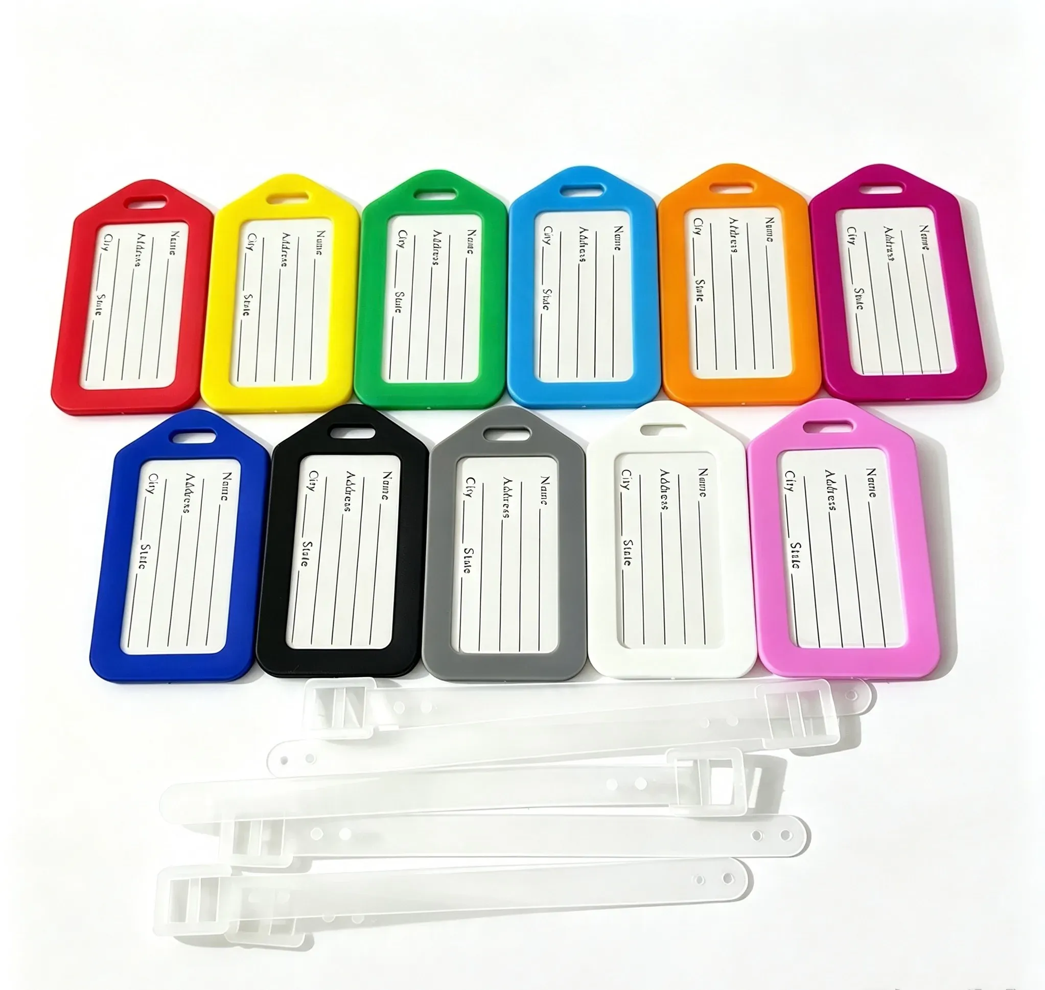 PP luggage tags with clear info window in 11 colors