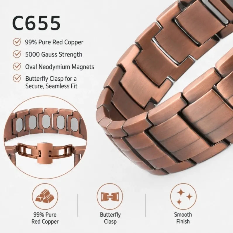 c655-pure-red-copper-magnetic-bracelet-detail