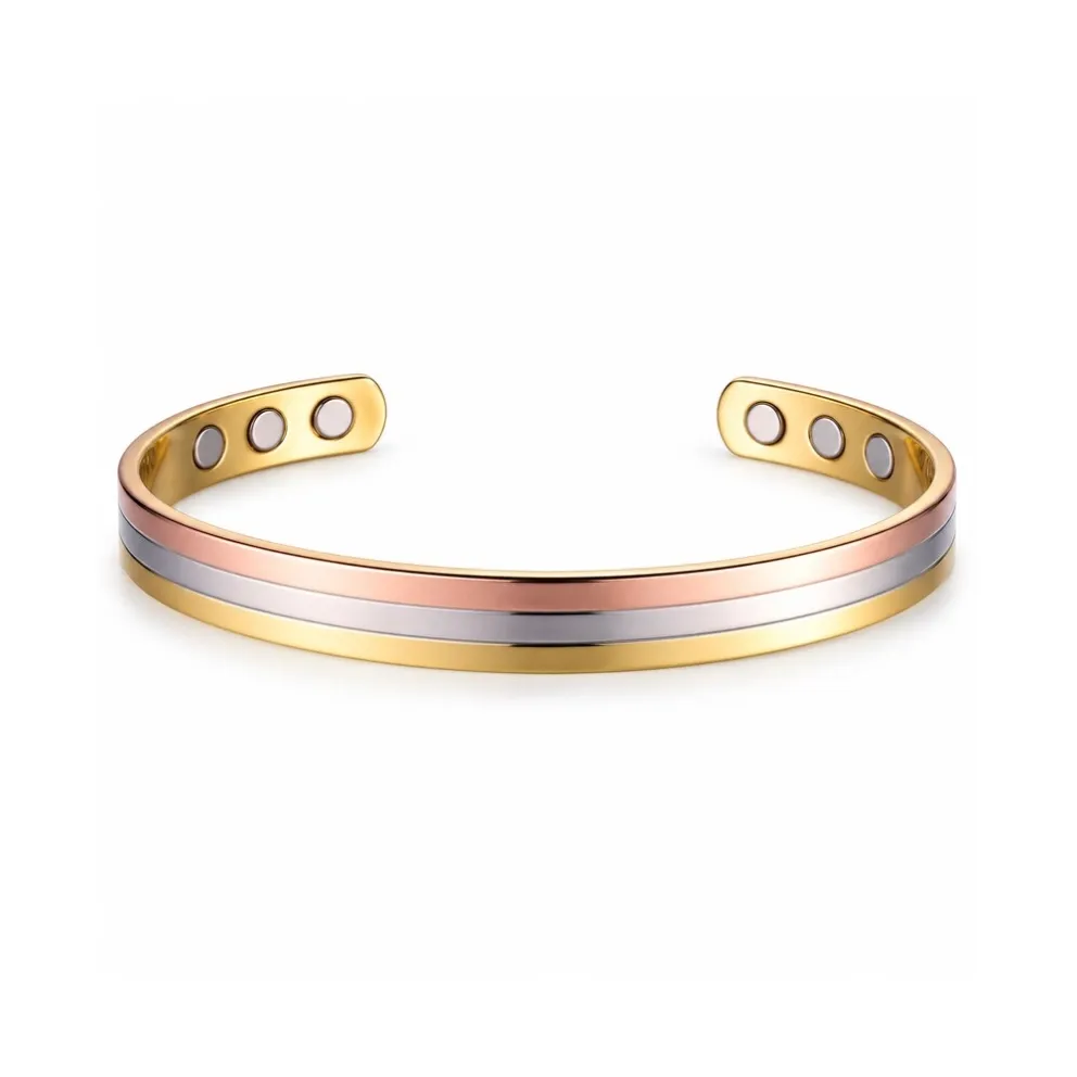 C039SGR-6ALL-175-tri-color-copper-magnetic-open-cuff-white-background