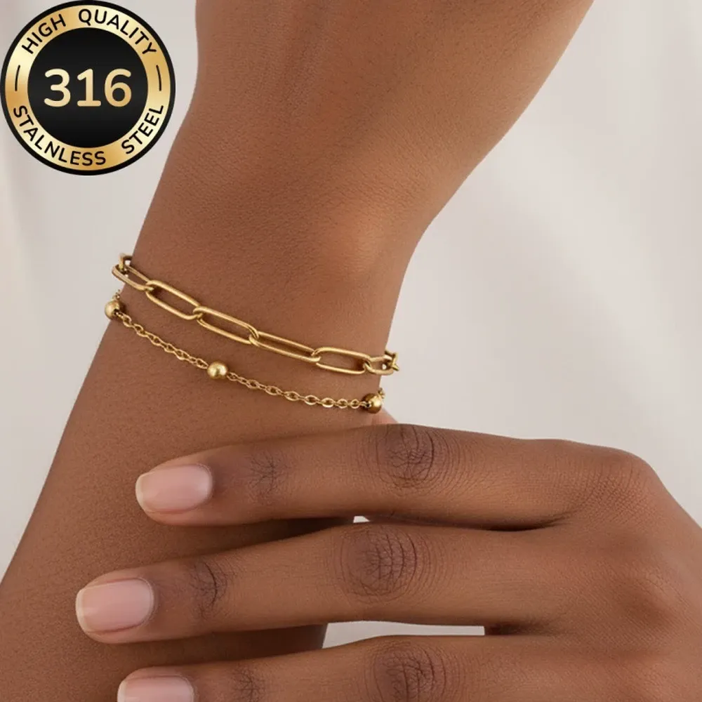 is02-316-stainless-steel-layered-paperclip-bead-bracelet-gold-main