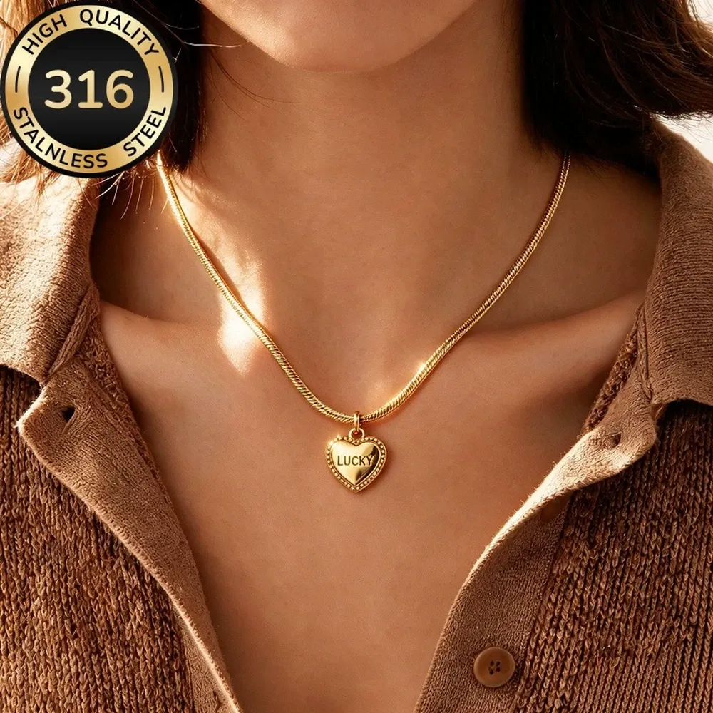 in22-316-stainless-steel-lucky-heart-snake-chain-necklace-model