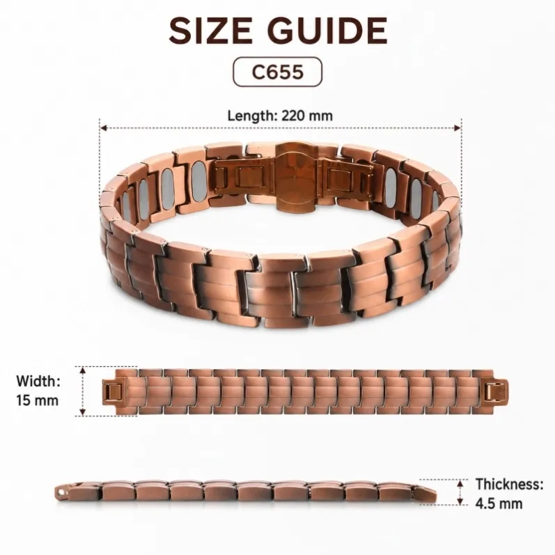 c655-pure-red-copper-magnetic-bracelet-size-guide