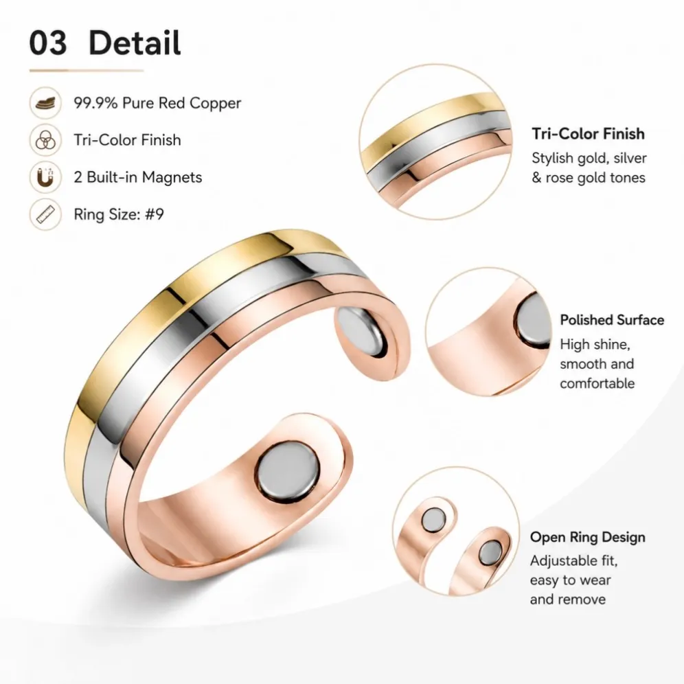 CR047SGR-tri-color-copper-magnetic-ring-detail