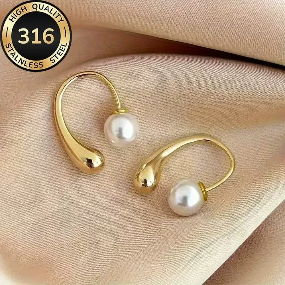 ie13-316-stainless-steel-teardrop-faux-pearl-hook-earrings-gold-main