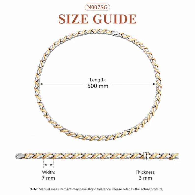n007sg-stainless-steel-silver-gold-4in1-magnetic-necklace-size-guide