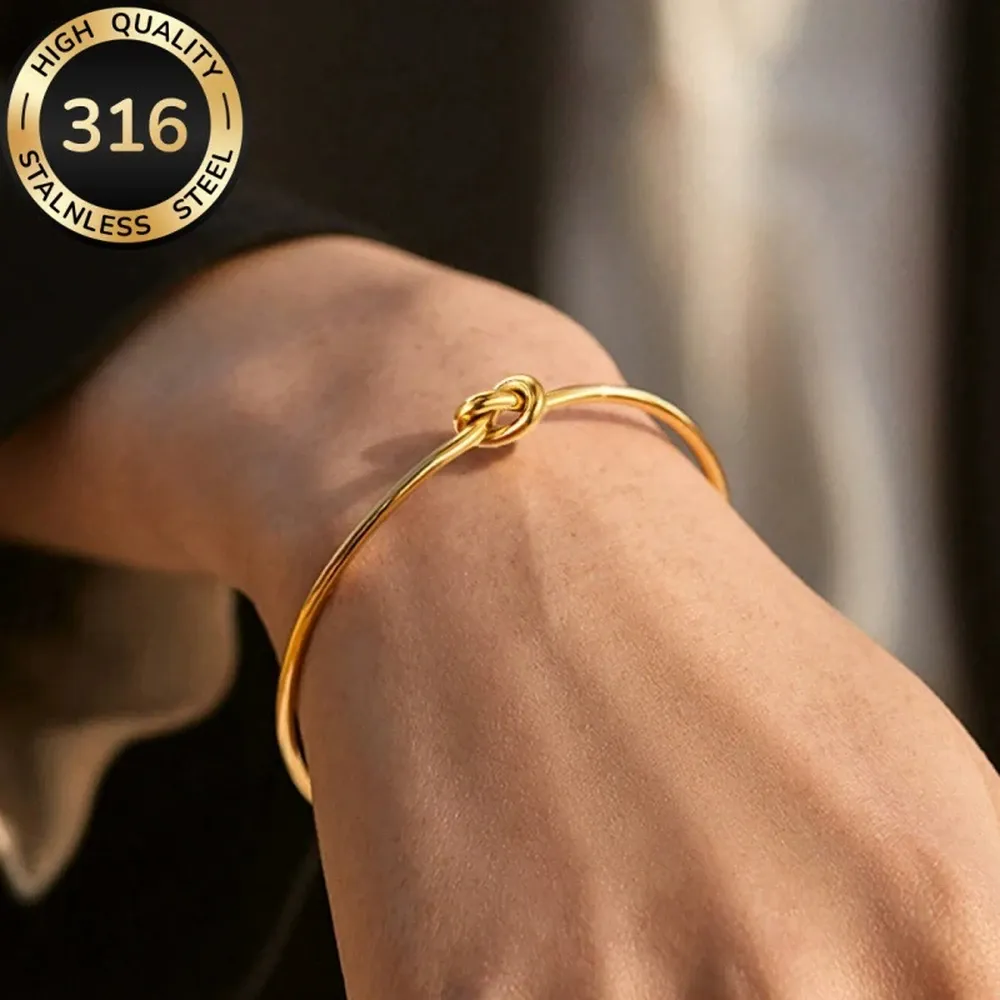 is03-316-stainless-steel-knot-open-bangle-gold-main