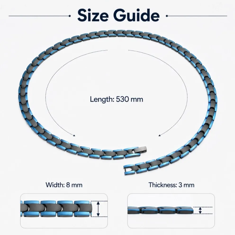 tn113bl-pure-titanium-blue-magnetic-necklace-size-guide