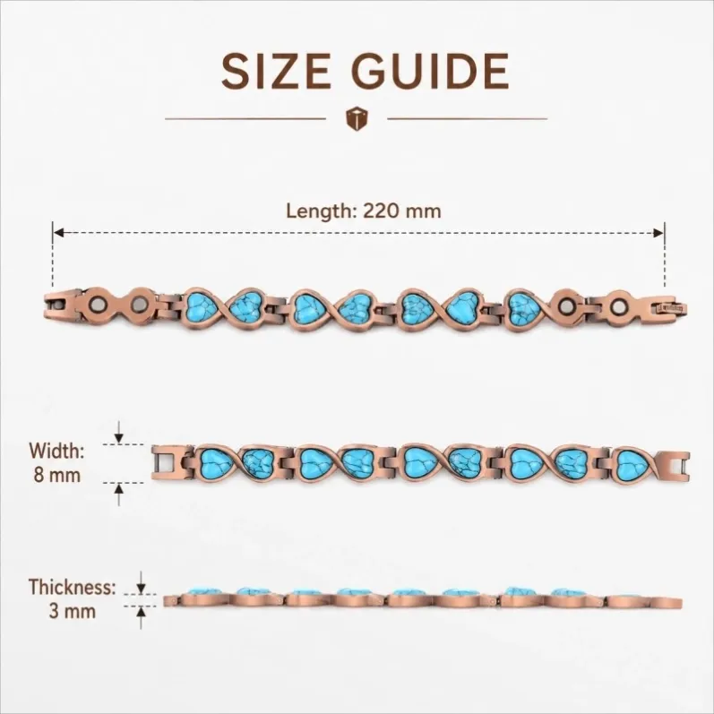 cb13-pure-red-copper-turquoise-magnetic-bracelet-size-guide