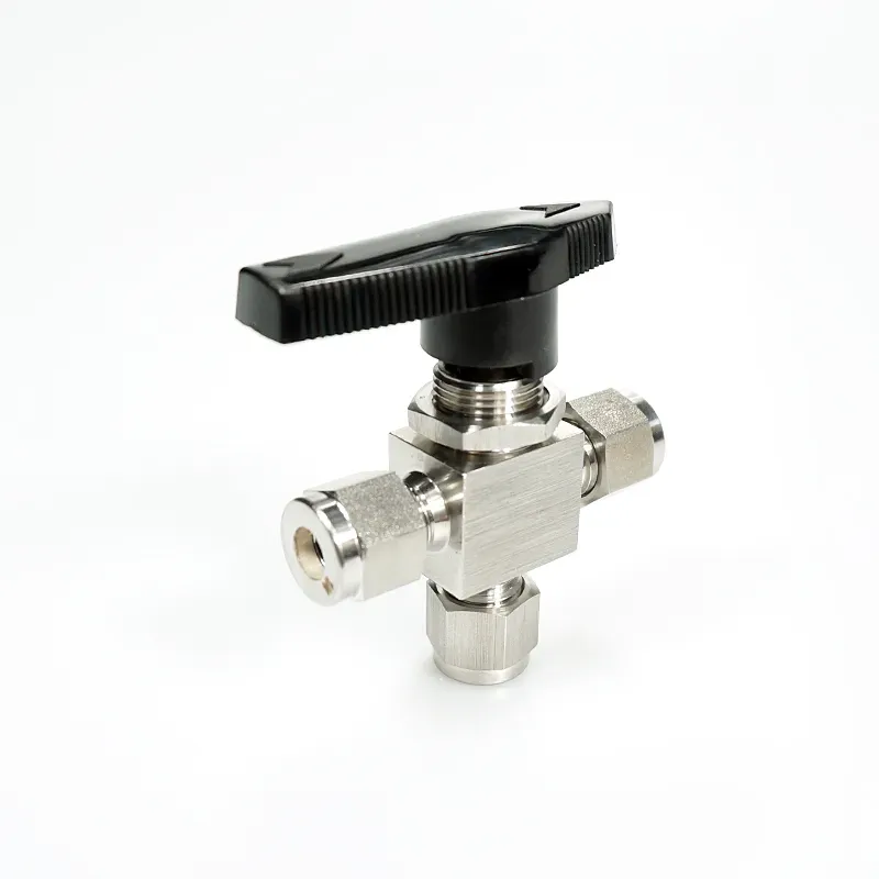 Double Ferrules Three-Way Ball Valve