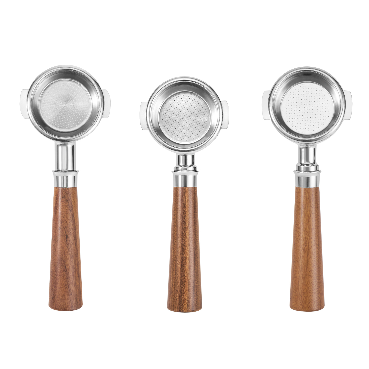 Overhead views of different portafilter heads