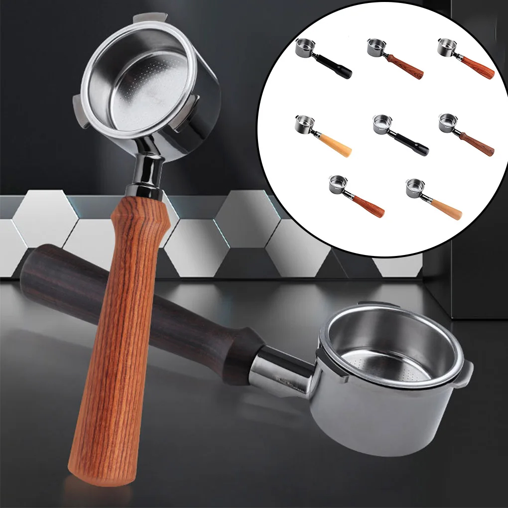 Three-lug portafilter assortment on a dark preparation surface