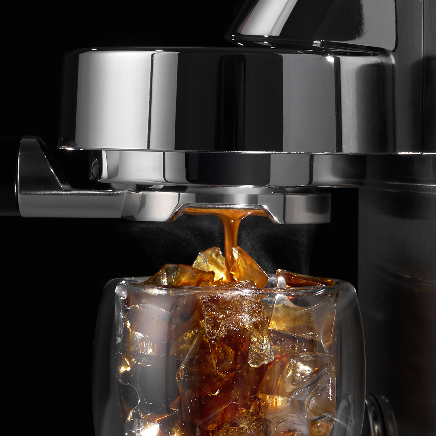 Espresso extraction through a lay-flat head