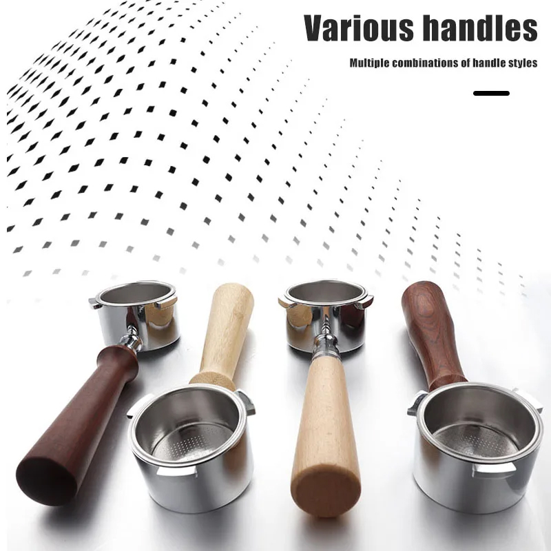 Three-lug portafilters with different handle appearances