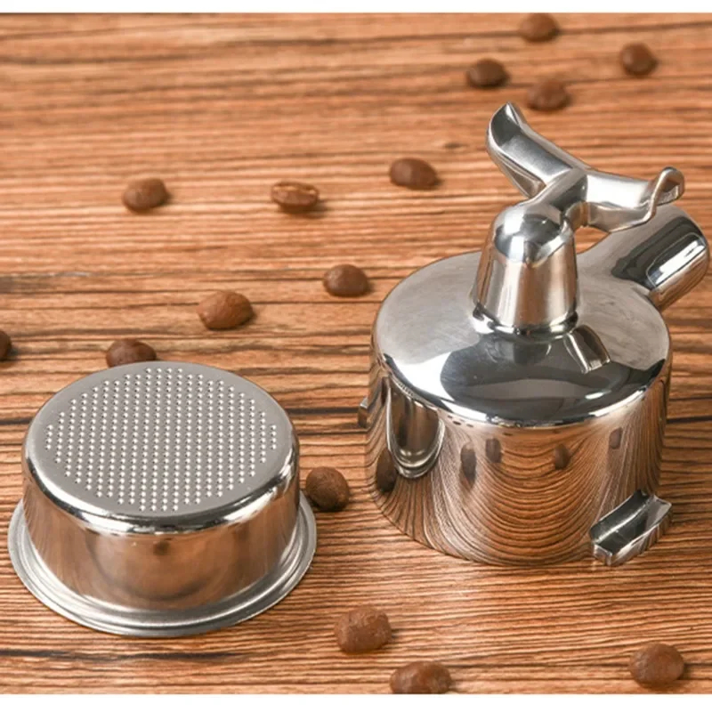 Dual-spout portafilter head with a basket removed