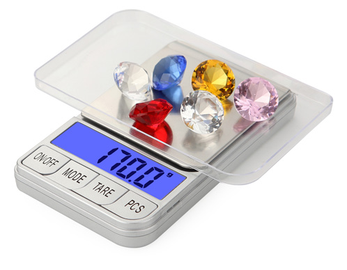 ZmoTek DH-K80 jewelry scale with clear lid and gemstone tray