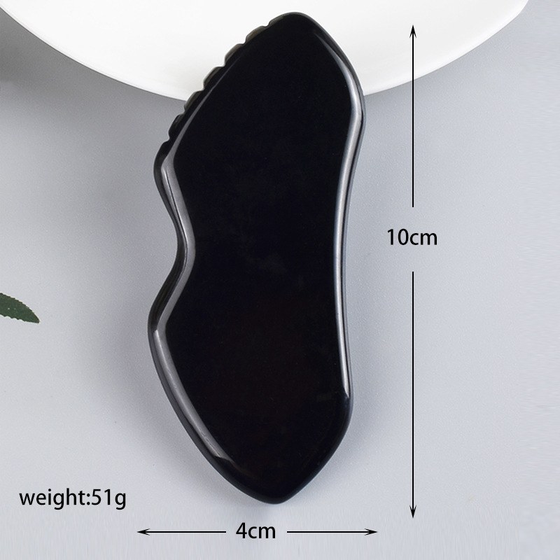 Black obsidian wing gua sha board, 10 x 4 cm, 51 g